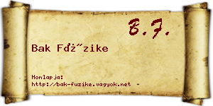 Bak Füzike névjegykártya